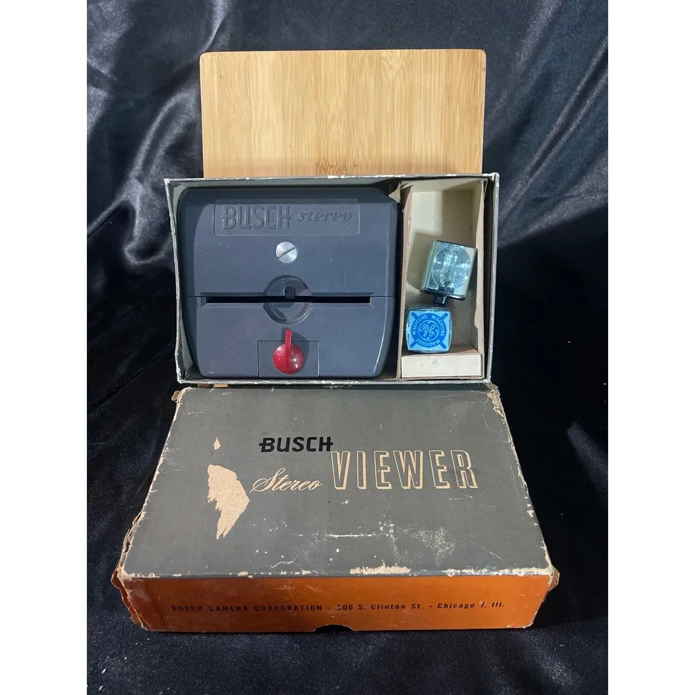 Vintage Busch Stereo Viewer No X-5081 3D Slide Viewer with Original Box GE Flash